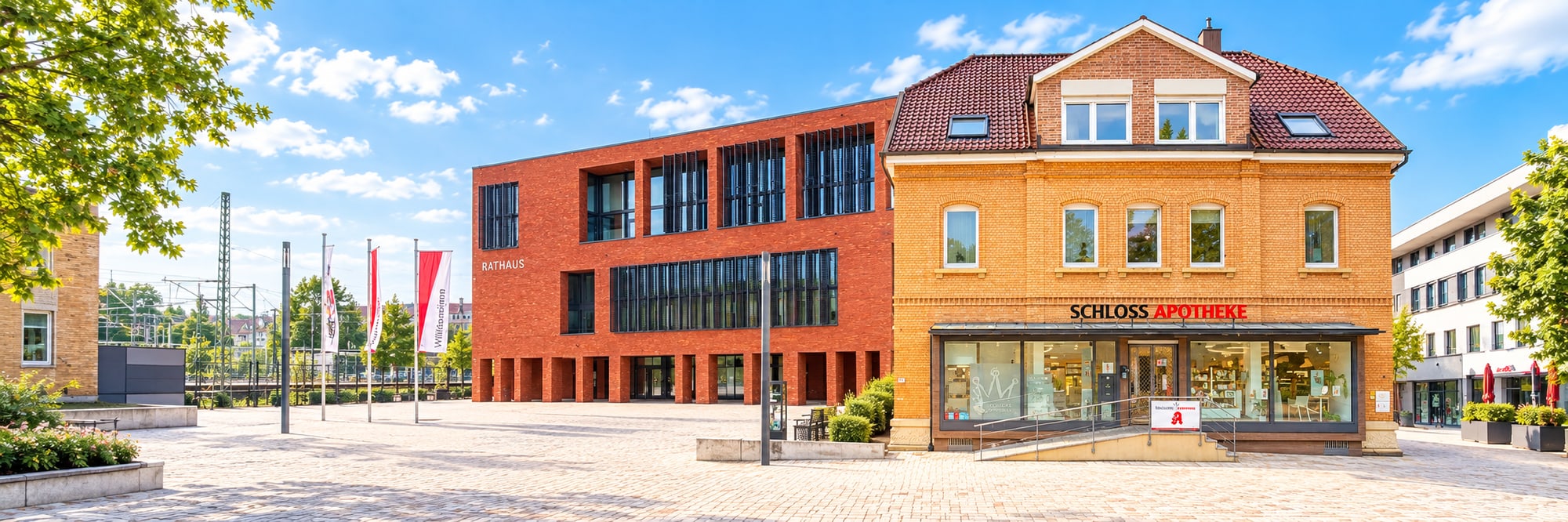 KI-bearbeitete Außenansicht der Schloss-Apotheke Eislingen